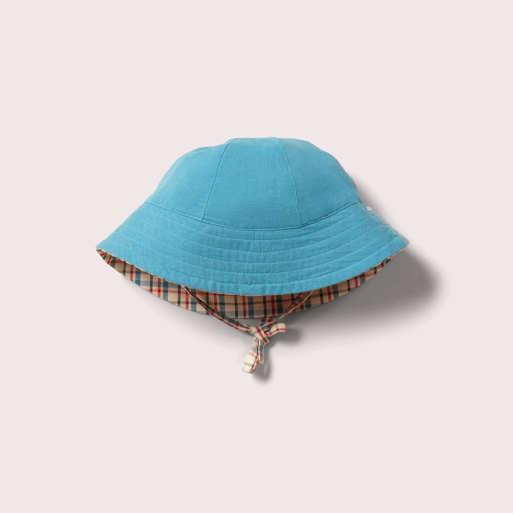 Checked Seersucker vendbar solhatt