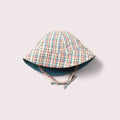 Checked Seersucker vendbar solhatt